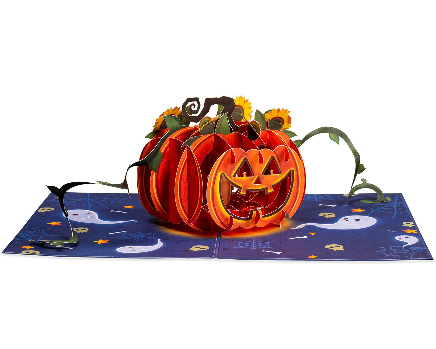 Paper Love Halloween Card | 3D Pop-Up Halloween Pumpkin Greeting Card for Kids, Friends, or Family | 5" x 7" w/Envelope & Note Tag