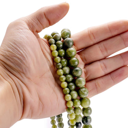 BEADIA Taiwan Green Jade Natural Stone Round Loose Semi Gemstone Beads for Jewelry Making 10MM 38PCS
