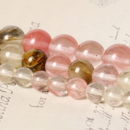 About 60pcs 6mm Natural Stone Beads Fire Cherry Quartz Beads Energy Crystal Power Gemstone for Jewelry Making, DIY Bracelet Necklace