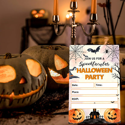 UDNADKEX Halloween Costume Party Invitations Set of 20, 4"x6" Invites Card