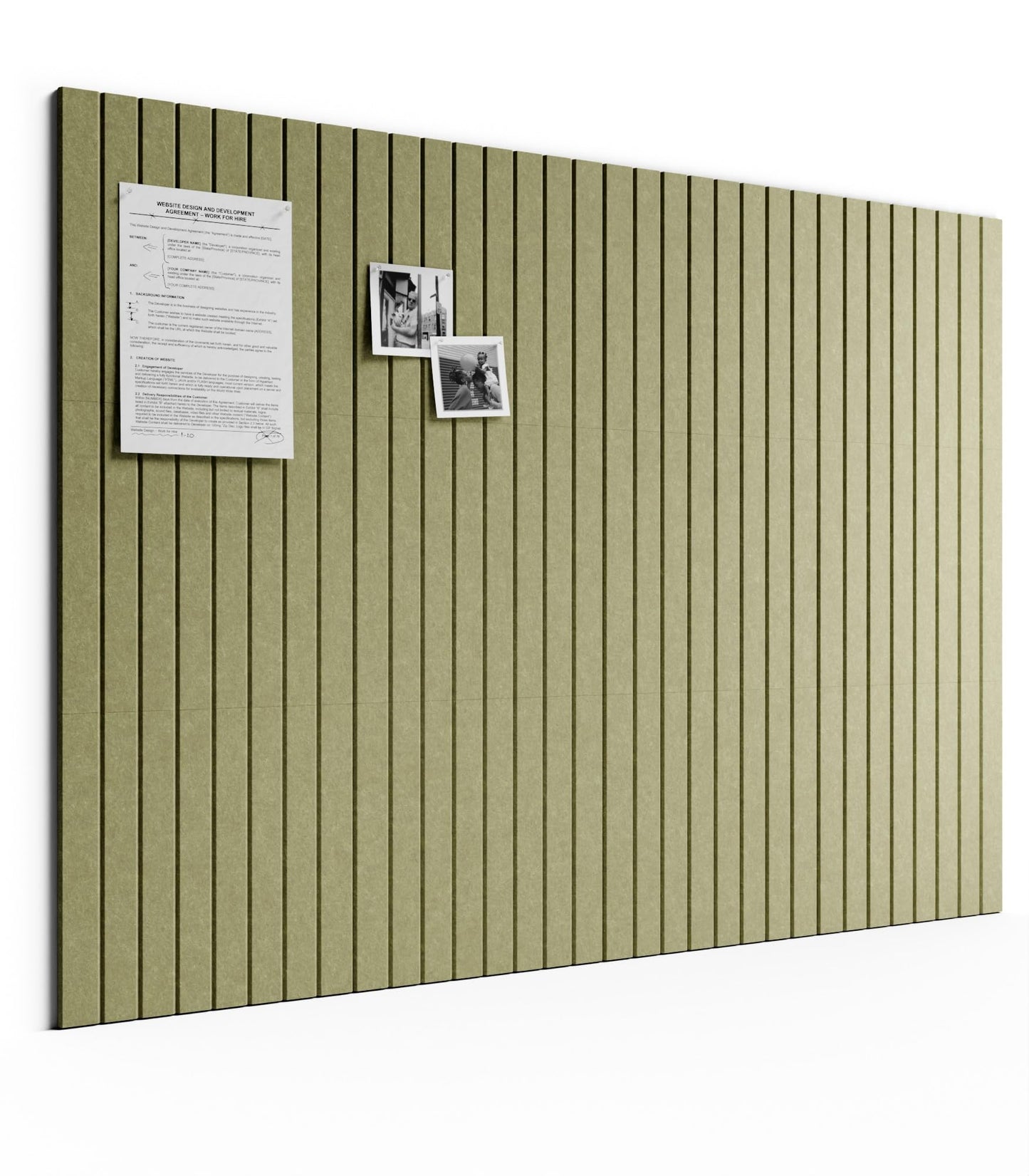 Bumusty Large Cork Board Alternative-48 x 36" Felt Bulletin Board Tiles, with 30 Pushpins, 70 Adhesive Tabs, Fine-Stripe 12-Pack, Cork Boards for Office Push Pin Board Felt Board-Olive Green