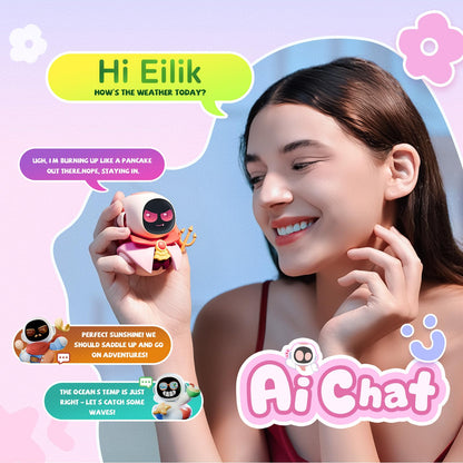 ENERGIZE LAB Eiliko Coral Pink - Your Tiny AI Charm Robot That Matches Every Daily Outfit, Fun Electronic Pendant Toys, for Couples and Best Friends.