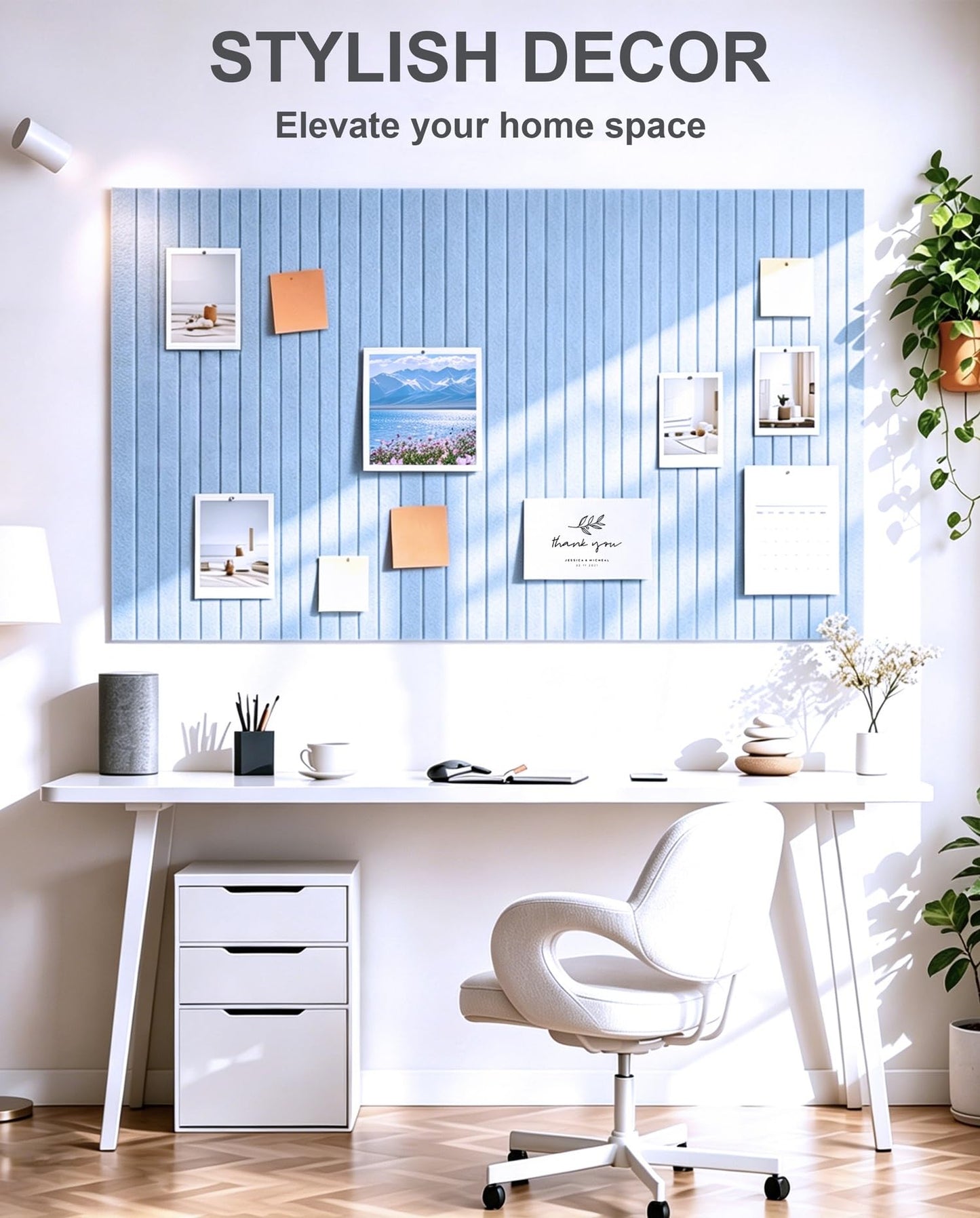 G Gamit 0.47" Thick Felt Pin Board 36"x24" Large Cork Board Alternative 6 Pack 11.81"x11.81"Felt Bulletin Board Wall Tiles Notice Board with 30 Pushpins for Home Office School(Fine-Light Blue)