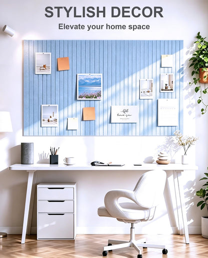 G Gamit 0.47" Thick Felt Pin Board 36"x24" Large Cork Board Alternative 6 Pack 11.81"x11.81"Felt Bulletin Board Wall Tiles Notice Board with 30 Pushpins for Home Office School(Fine-Light Blue)