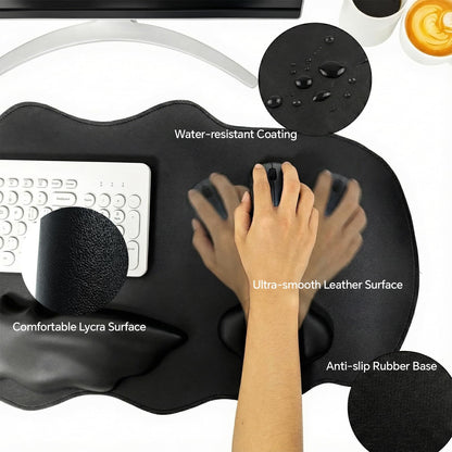 Tscuite Bat Mouse Pad, PU Leather Mousepad, 3 in 1 Keyboard Wrist Rest and Mouse Wrist Rest, Ergonomic Bat Wrist Rest Waterproof Leather Surface, Easy Typing Cushion with Memory Foam for Home Office