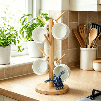 Gerrii Turtle Mug Holder Tree Coffee Cup Holder with 6 Hooks - Modern Farmhouse Turtle for Coffee Bar Accessories - Cute Gifts for Women Mom Grandma - House Warming Gifts New Home