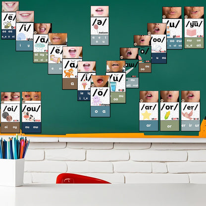 Ireer Boho Vowels Sound Wall for Classroom Neutral Phonics Kit, Science of Reading Posters for Classroom Decor, Kindergarten Speech Materials, Phonemic Awareness, Esl Teaching Material
