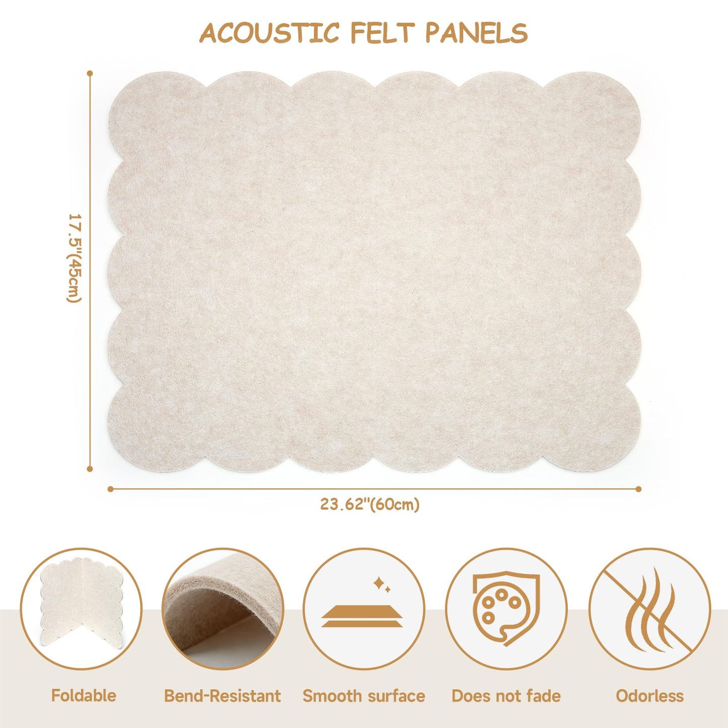 Felt Bulletin Board 24" x 18" Cork Board Alternative,Decorative Felt Pin Board Foldable Cork Boards for Walls Self-Adhesive Cork Board for Home Office Classroom Pin Board (Oatmeal)