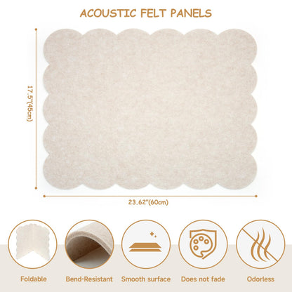 Scalloped Felt Bulletin Board 24" x 18" Cork Board Alternative,Decorative Felt Pin Board Foldable Cork Boards for Walls Self-Adhesive Cork Board for Home Office Classroom Pin Board (Oatmeal) 2pack