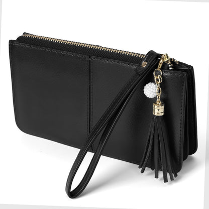 befen Genuine Leather Wristlet Clutch for Women Ultra-Slim Ladies Credit Card Holder Wallet Purses with RFID Protection (Black.)