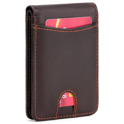 LOUEBICA Genuine Leather Wallet for Men RFID Blocking Bifold Slim Minimalist with Front Pocket Wallets Men Gift