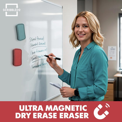 SCRIBBLEDO Dry Erase Eraser Boho Magnetic White Board Eraser for Streak-Free Cleaning for Dry-Erase Whiteboard Multi Pack for Classroom Office & Home 2 Pack