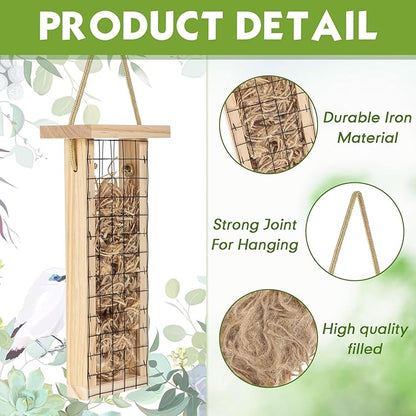 Menkxi 2 Pcs Bird Nesting Material, Hummingbird Nest Gift Enjoy Birds Gardening Outside Cute Decor Refillable Nesting Gift for Bird Lovers, Spring Garden Decoration Gifts (Grid Style)