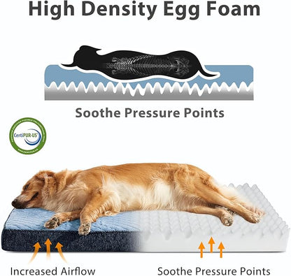 JOEJOY Orthopedic Medium Dog Bed, Washable Dog Crate Bed Medium Sized with Removable Cover, Egg Memory Foam Pet Beds, Blue, 29"x18"