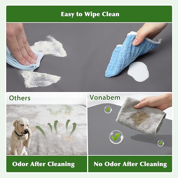 Vonabem Outdoor Waterproof Large Dog Bed Washable, Cooling Wipeable Leather Pet Bed with Removable Cover Reversible, Durable Foam Orthopedic Anti-Slip Dog Pads Wipeable 36"x27" Grey