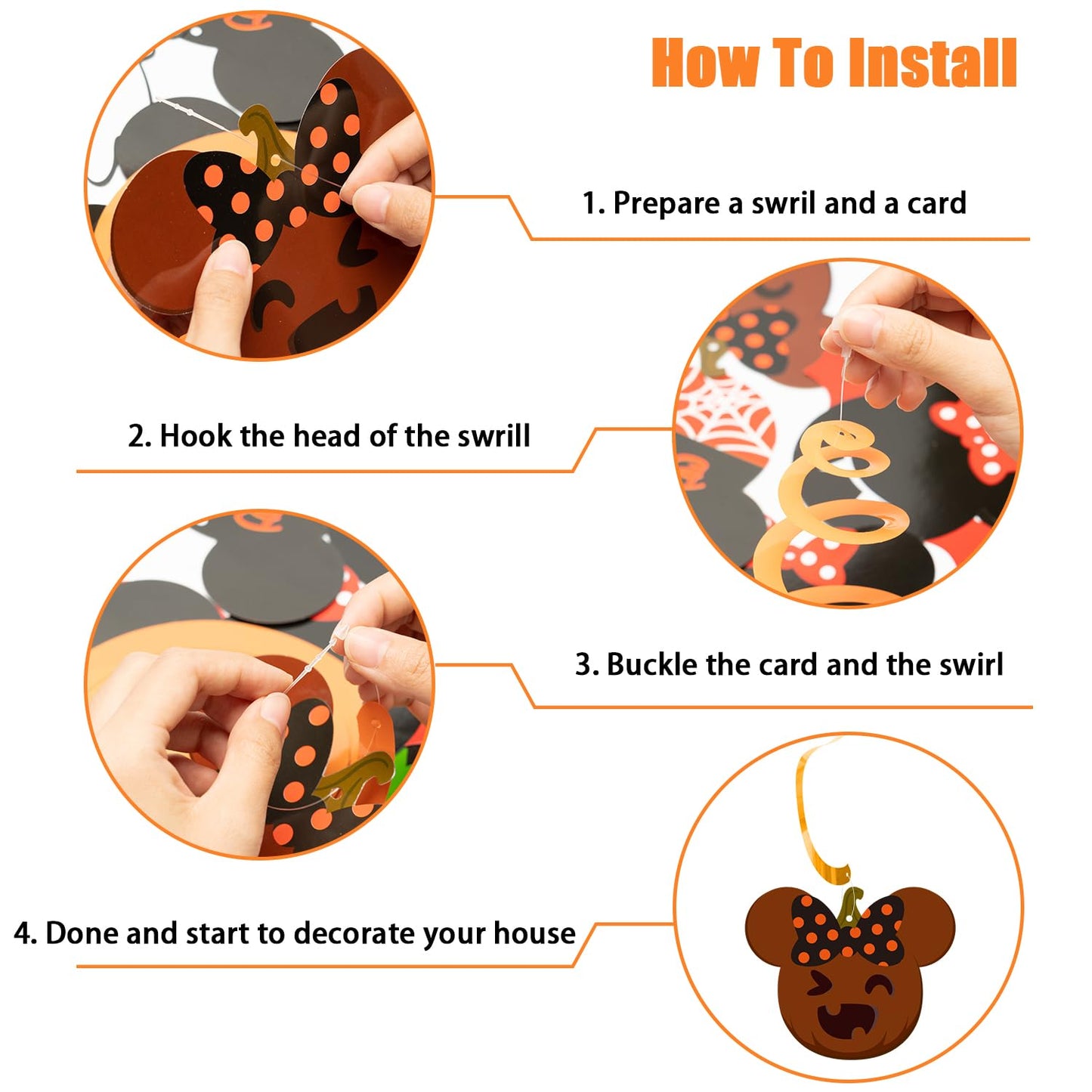 Aginc Beery Mouse Happy Halloween Banners with Hanging Swirls for Kids, Mouse Zombi Spider Elements Hanging Streamers Decors, Halloween Trick or Treat Party Decor Supplies, Halloween Theme Party Decor