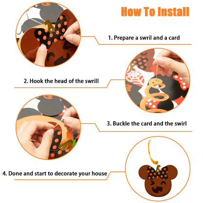 Aginc Beery Mouse Happy Halloween Banners with Hanging Swirls for Kids, Mouse Zombi Spider Elements Hanging Streamers Decors, Halloween Trick or Treat Party Decor Supplies, Halloween Theme Party Decor