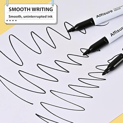 Permanent markers, 100 packs permanent markers bulk, quick dryingin one second, waterproof, smooth, noteasy to erase, durable, can be markedon glass, tiles and cloth, office supplies