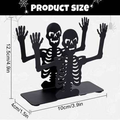 FYSUIMU Halloween Skeleton Napkin Holder Matte Black Metal Freestanding Tissue Dispenser Vertical Tabletop Decor Napkin Holder for Party Home Kitchen Restaurant Picnic