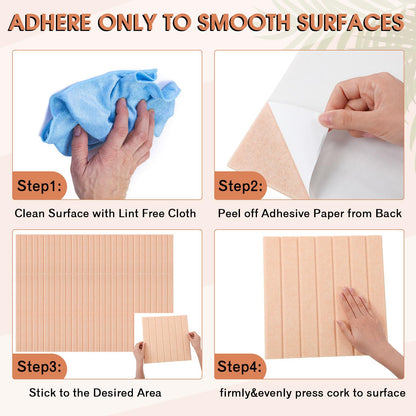 Honoson 12 Pack 48"x 36" Large Cork Board Alternative Felt Bulletin Board Wall Tiles with Safe Square Adhesive Roll Cork Tiles for Walls Home Office Classroom Back to School Pin Panels(Peach)
