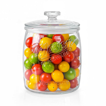 Folinstall Cookie Jar, 1/2 Gallon Glass Storage Containers with Airtight Lids, Wide Mouth Food Jars & Canisters for Kitchen, Pantry, Apothecary, Flour, Sugar, Sourdough Starter, Dog Treat, Half Gallon