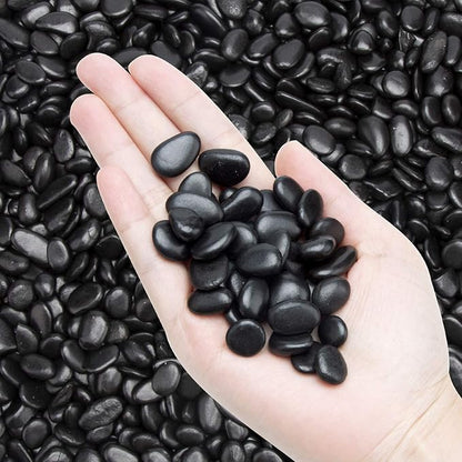 Black Small Decorative Pebbles - 2LB Gravel River Rock,Natural Polished Decorative Stones 3/8" Gravel Size,Pebbles Gravel for Bamboo Plants,Succulent,Home Decor,Landscaping,Vase Fillers and More.