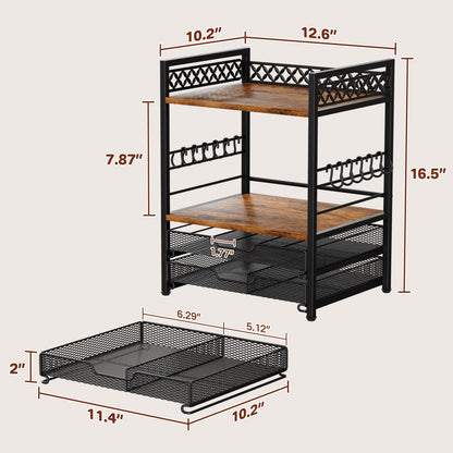 Plaviya Coffee Bar Station Organizer, 4 Tier K Cup Organizer Mug Holder with 12 Hooks, Coffee Pod Holder, Multifunctional Countertop Organizer for Kitchen