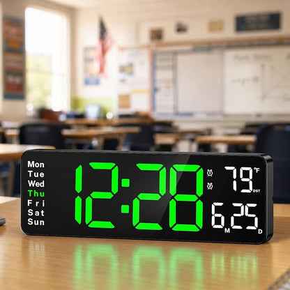 Digital Wall Clock for Classroom, 13" Digital Clock Large Display | Big Led Wall Clocks with Remote Control,Date,Week,Alarm,Temp &DST for Bedroom,Living Room,Gym,Office