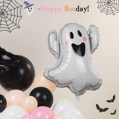 Summerween decorations with Pink black orange balloon garland arch kit bat ghost mylar foil balloons for girl baby shower happy boo day spooky one 1st birthday Halloween Trunk or Treat Car Decorations