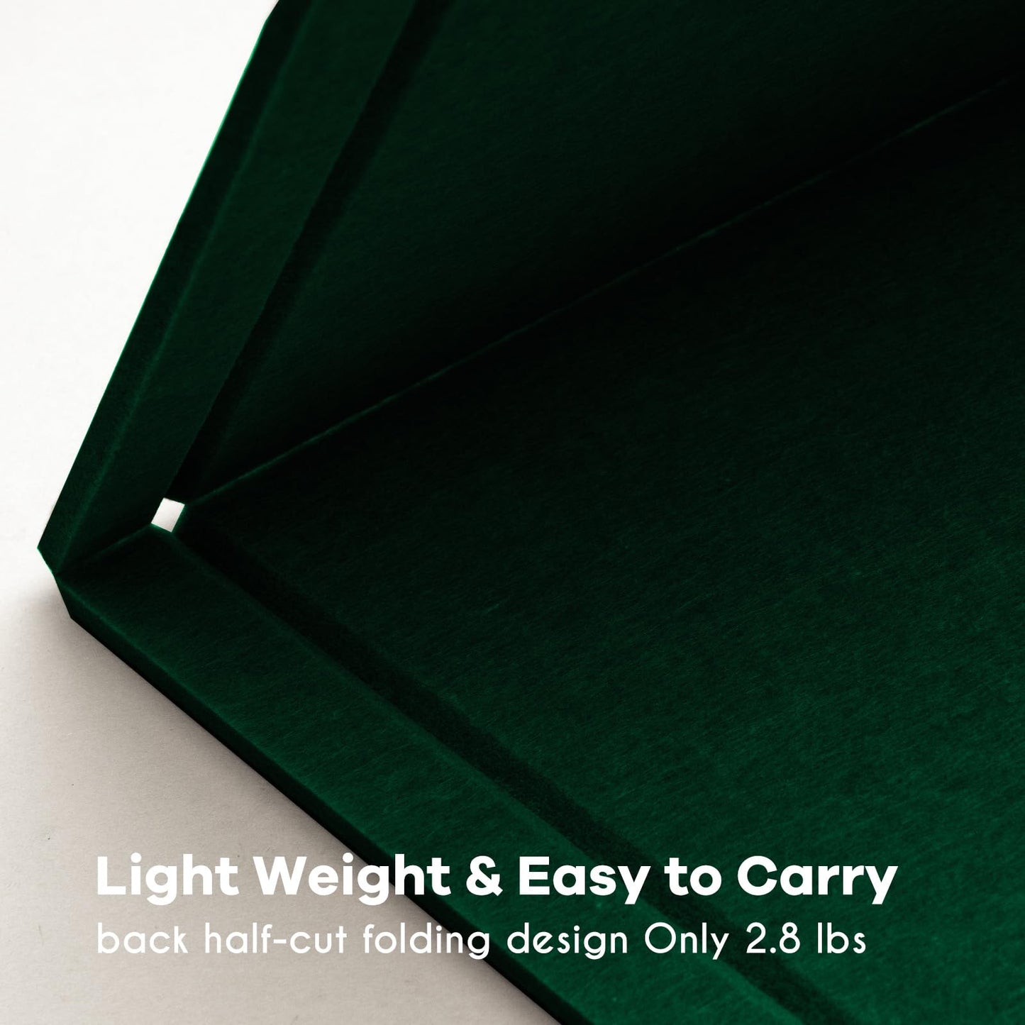 Lightomorrow Large Bulletin Board - 48 x 36 Inches, Decorative Felt Pin Board for Wall - 4' x 3' Foldable Photo Display Board with Self-Adhesive Tape, Includes 20 Push Pins - Dark Green