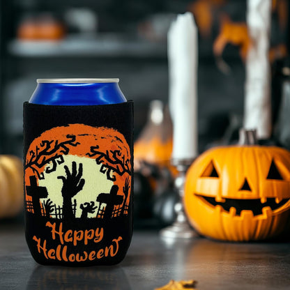 12PCS Halloween Can Coolers Sleeves –Trick or Treat Clover Beer Beverage Party Supplies Decorations Favors