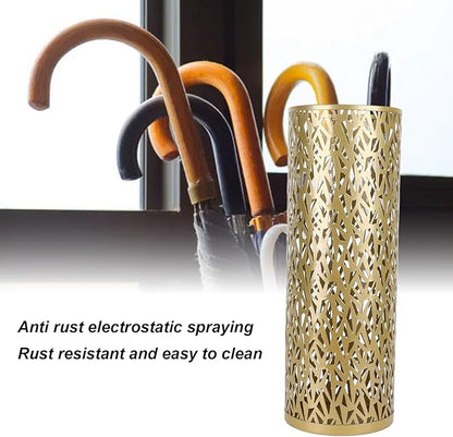 Umbrella Stand Rack for Entryway Metal Hollowed Freestanding Round Umbrella Holder Organizer Bin for Home Hotel Office Decor (Large)