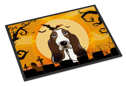 Caroline's Treasures BB1801MAT Halloween Basset Hound Doormat 18x27 Front Door Mat Indoor Outdoor Rugs for Entryway, Non Slip Washable Low Pile, 18H X 27W
