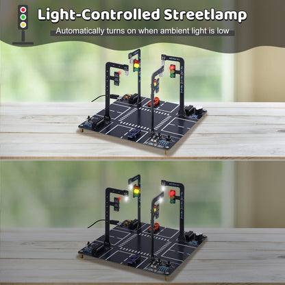 MIOYOOW LED Traffic Light Soldering Kit, STEM Educational Electronics Project with Sounds DIY Traffic Signal Light Circuit Board Soldering Practice Kit for Home School Learning