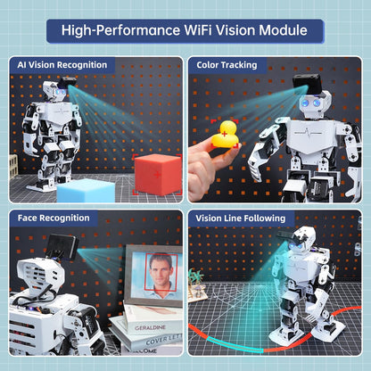 AI Vision & Voice Interaction Robot for Arduino Scratch Python Programming 17DOF Humanoid Robot Large AI Model STEM Project Education Voice Command Walking Dancing Self-Stand Up, Tonybot Ultimate kit