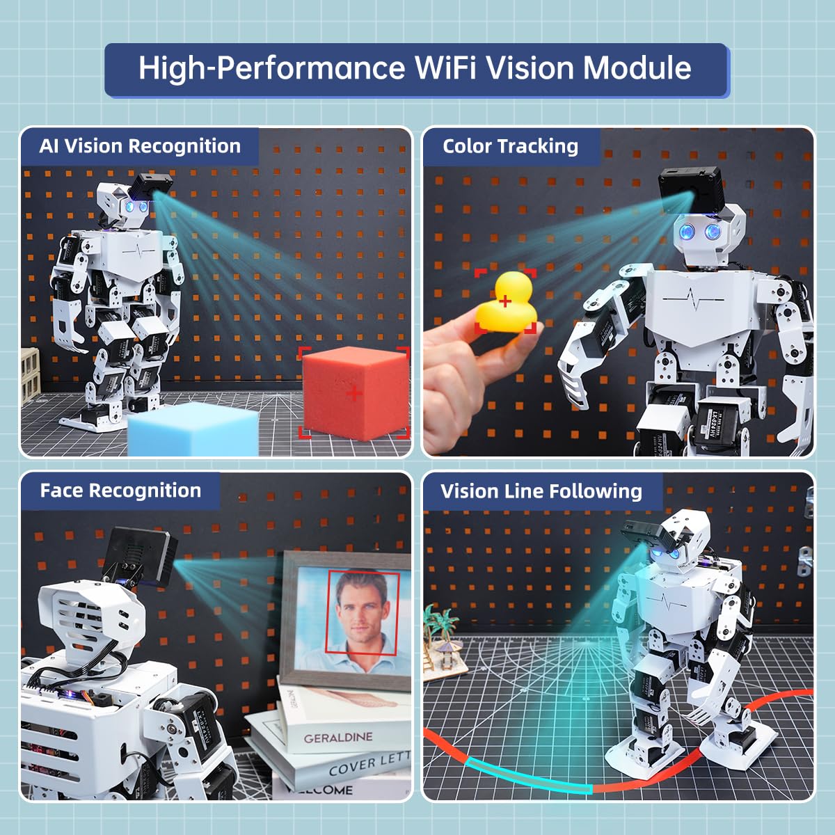 AI Vision & Voice Interaction Robot for Arduino Scratch Python Programming 17DOF Humanoid Robot Large AI Model STEM Project Education Voice Command Walking Dancing Self-Stand Up, Tonybot Advanced kit