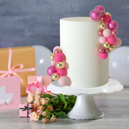 100 Pcs Green and Pink Ball Cake Topper Decorations for Witch Theme Party Birthday Party Cake Decorations