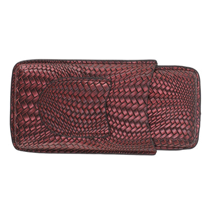 Travel Leather Cigar Case, 3 Finger Cigar Case Elegant Woven Pattern Gift Giving with Front Pocket for Office for Party()