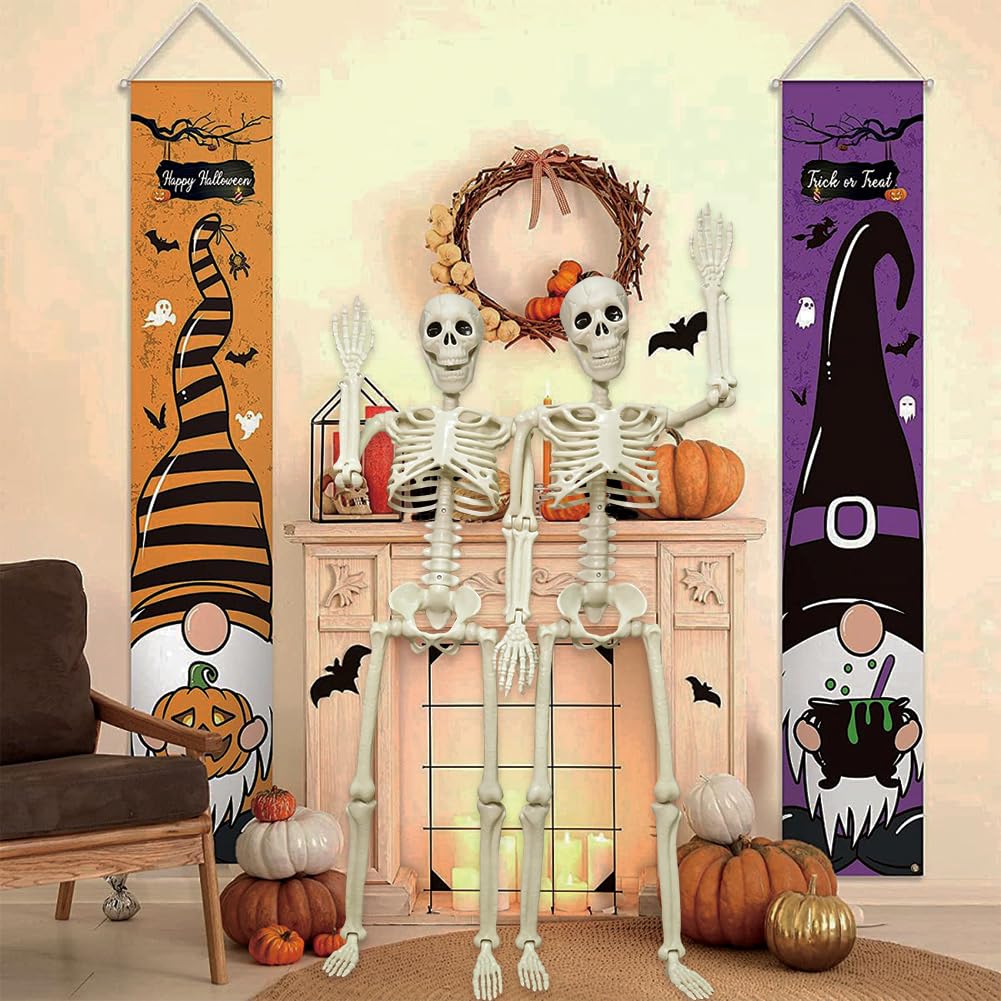 CAMIRUS 2 Pack 36" Posable Skeleton, 3ft Halloween Decoration with Movable Joints
