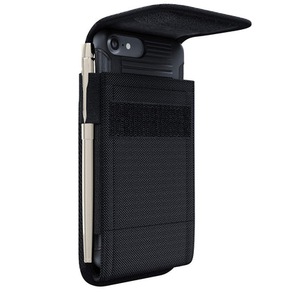 NUVAVO Holster for iPhone 17 16 15 14 13 12 11 Xs X XR/Pro Models, Cell Phone Belt Holder Case with Clip for Men, Heavy Duty Nylon Pouch (Fits Phone with Otterbox Cover on) Black