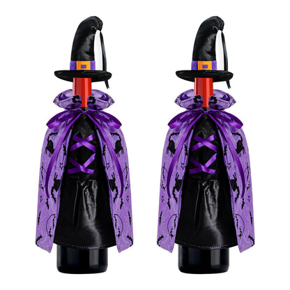 LOMIMOS Witch Halloween Wine Bottle Cover,Non-Fabric Ideal Gift for Hostess Best Party Table Decor (2PCS)