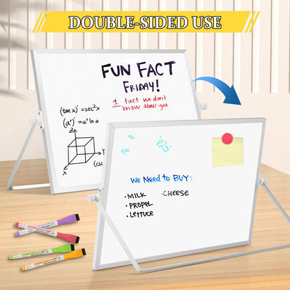 AMUSIGHT Dry Erase Magnetic White Board, 16" x 12" Double-Sided Desktop Whiteboard with Stand, Portable Small Whiteboard Set for Drawing, Office, Home