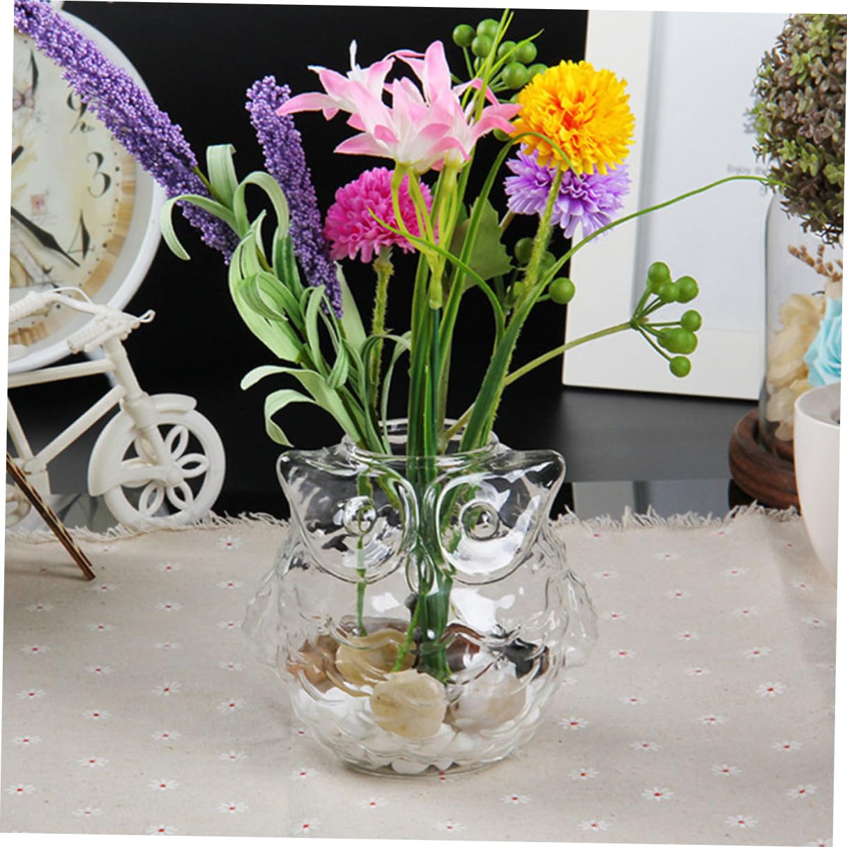 Alasum Owl Shaped Hydroponic Glass Vase 2pcs 9x7.5x8.5cm Table Glass Flower Vase for Home Office Decorative Plant Terrarium