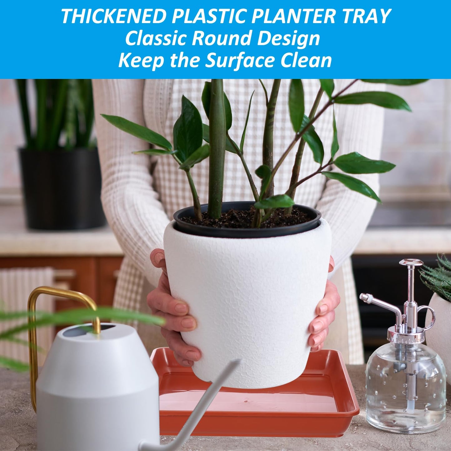 PATIKIL Plant Saucer Tray, 5 Pack 14 Inch Square Plant Saucer Heavy Planter Pot Saucers Large Deep Flower Planter Drip Tray for Indoor Outdoor Plants, Terracotta