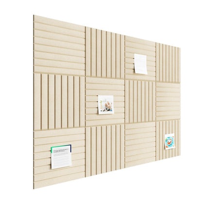Baysola Stripe Felt Bulletin Board Panels 48 x 36 Inch Self Adhesive Wall Tiles Cork Board Alternative for Office Classroom Photos Notes 12 Pack