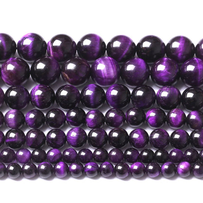 32PCS 12MM AAA Purple Tiger Eye Stone Beads Natural Gemstone Bead Crystal Healing Energy Jewelry Making DIY 15 inches