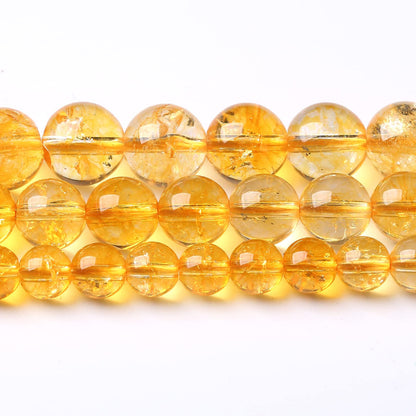 60PCS 6MM Beads Natural Citrine Stone Round Loose Beads Gemstones for Jewelry Making DIY 15Inches Gemstones for Jewelry Making DIY 15Inches