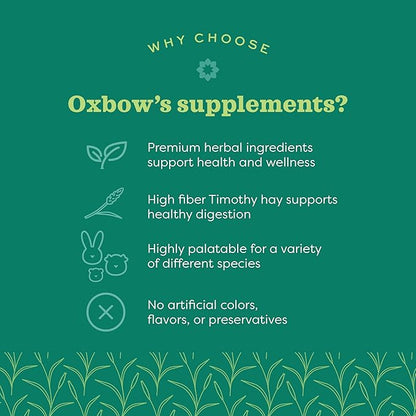 Oxbow Natural Science Multi-Vitamin,High Fiber Supplement for Rabbits & Guinea Pigs,Made with Timothy Hay,Multi-Pet Households,Omega 3 & 6 Fatty Acids,Made in USA,4.2 oz Bag,(Pack of 2)