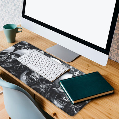 Skull Mouse Pad, Gothic Dark Horror Skeleton Art Halloween Gaming Desk Mat Extended Laptop Keyboard Non-Slip Rubber Base with Stitched Edges for Home, 31.5x11.8in Desk Home Office Gaming