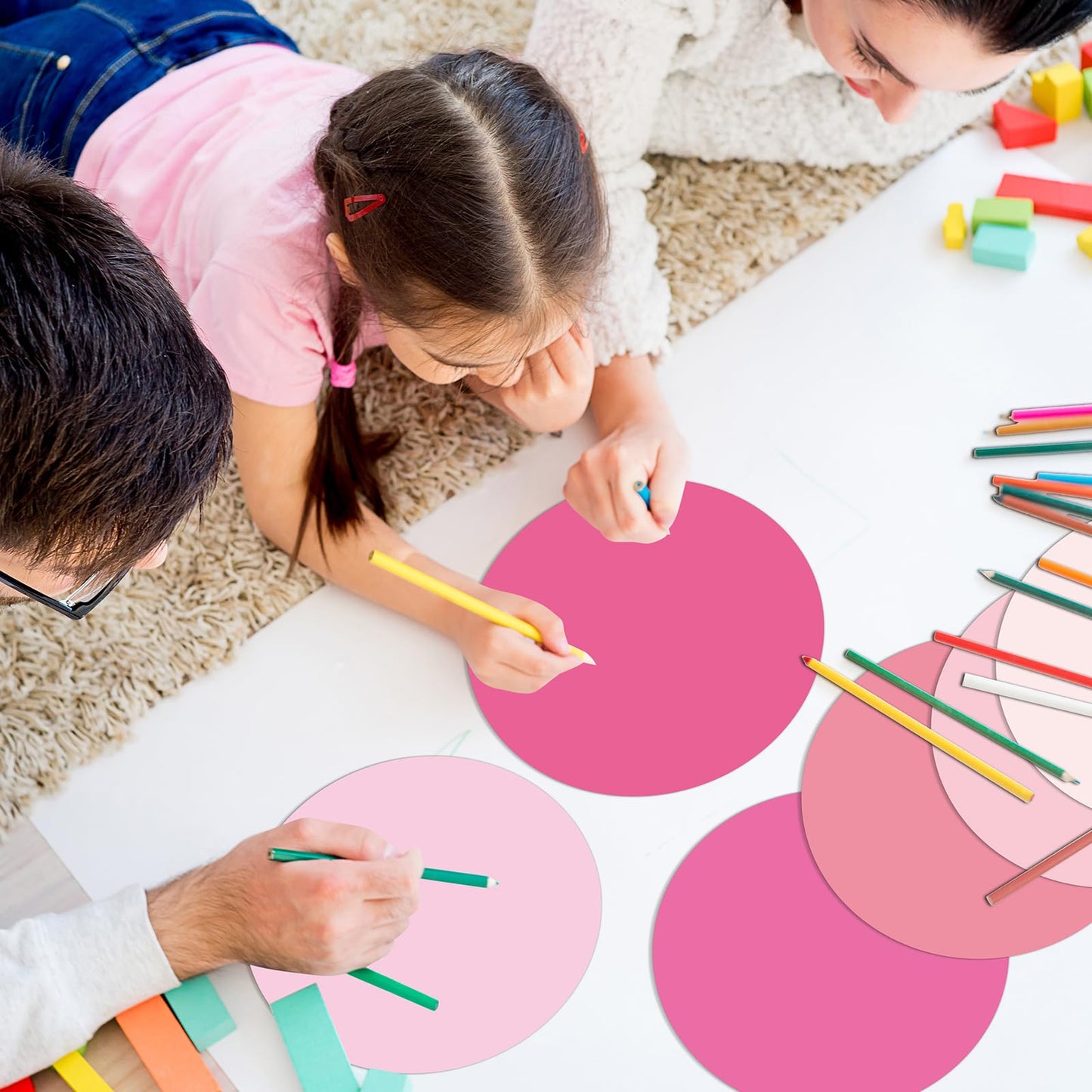 Lincia 24 Pack Colorful Dry Erase Dots Circles Spots for Classroom Table 10.5 Inch Removable Vinyl Desktop Stickers Spots Wall Decals for 100th Day of School Teacher Students Home (Pink Colors)
